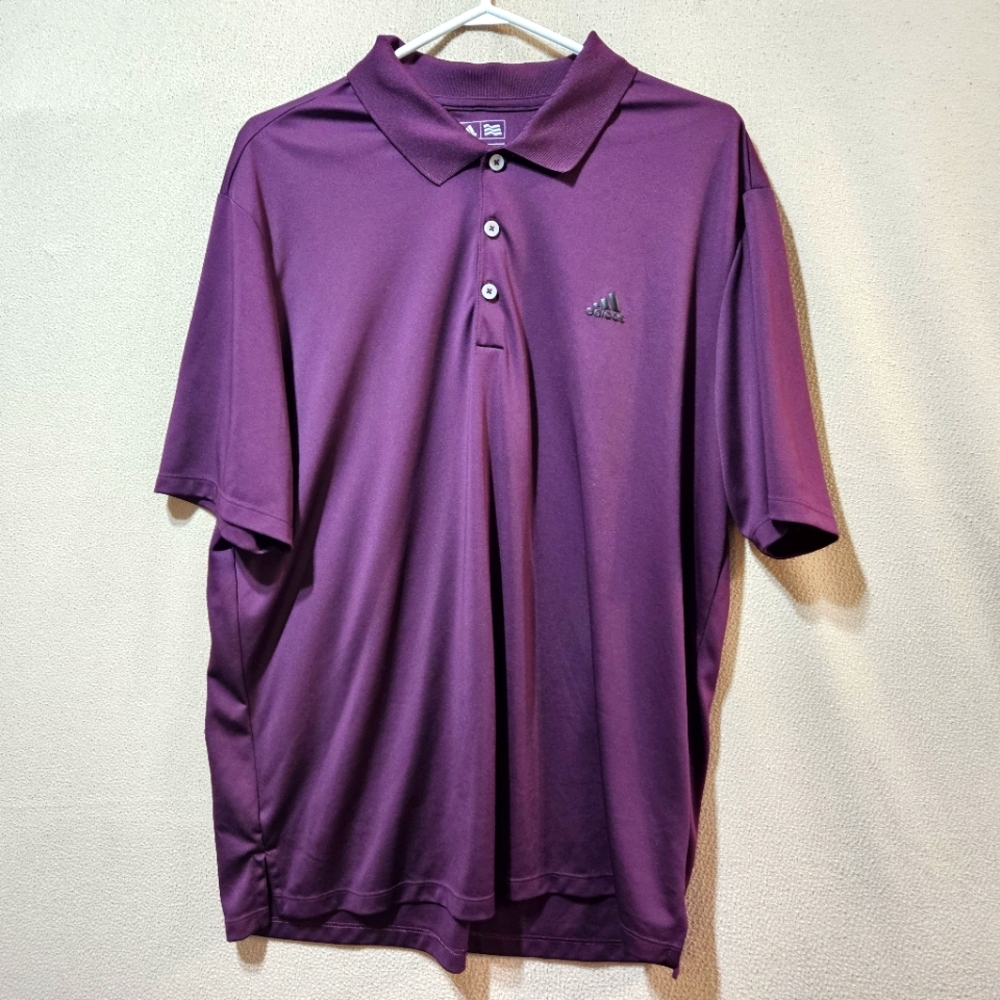 Adidas XL Men's Dry Weave Purple Polo Shirt Lightweight